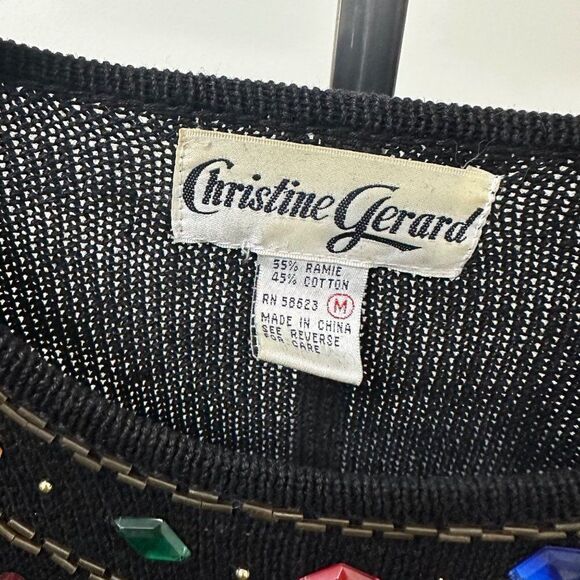 Vintage Christine Gerard Sequin Beaded Sweater Size Medium - Picture 4 of 5